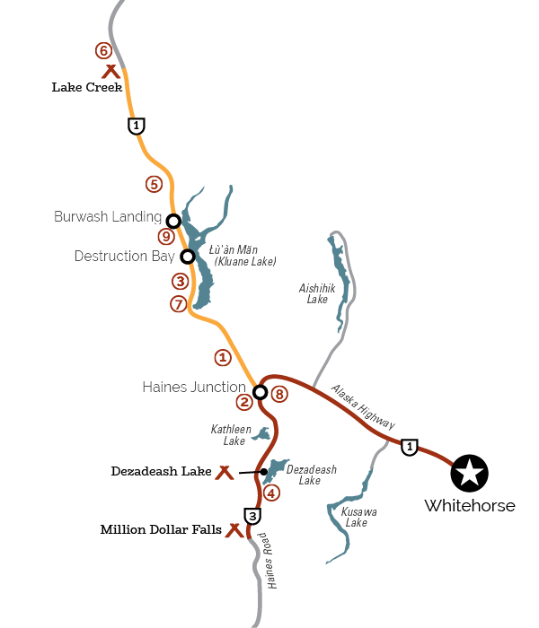 Map of westbound Undiscovered campgrounds routes.