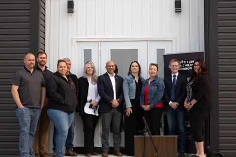 Premier of Yukon,Ranj Pillai (centre) and representatives from Yukon housing and Council of Yukon First Nations