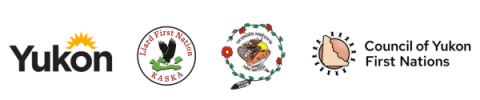 Logos for Yukon government, Liard First Nations, Tr'ondëk Hwëch'in Government and Council of Yukon First Nations.